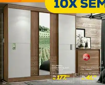 Lojas Colombo Roupeiro Sognare Glass Cómoda Sensys Plus oferta