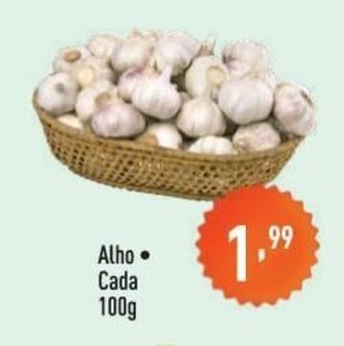 Supermercados Pague Menos Alho cada 100g oferta