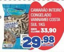 Costazul Supermercados Camarão inteiro congelado vannamei costa sul 1kg oferta