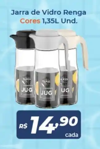 Jarra de Vidro Renga Cores 1.35L und.
