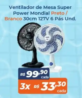 Frangolândia Ventilador de Mesa Super Power Mondial Branco/ Preto 30cm 127V 6 Pas und. oferta