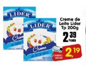Higa's Supermercado Creme de leite Lider TP 200g oferta