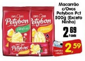 Higa's Supermercado Macarrao c/ Ovos Petybon pct 500g oferta