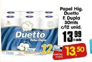 Higa's Supermercado Papel Hig. Duetto F. Dupla 30mts c/12 unid. oferta