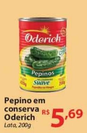 Nacional Pepino em conserva Oderich 200g oferta