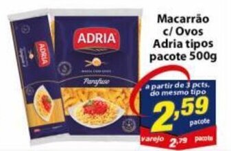 Vencedor Atacadista Macarrao c/ ovos Adria tipos pacote 500g oferta
