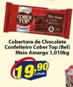 Vencedor Atacadista Cobertura de Chocolate Confeiteiro Cober Top (Bel) Meio Amargo 1.010kg oferta