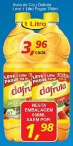 Supermercados Guanabara Suco de Caju Dafruta leve 1L pague 750ml oferta