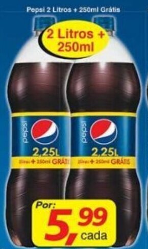 Supermercados Guanabara Pepsi 2L + 250ml Gratis oferta
