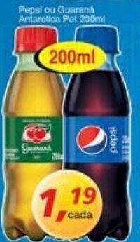 Supermercados Guanabara Pepsi ou Guarana Antarctica pet 200ml oferta