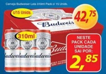 Supermercados Guanabara Cerveja Budweiser lata 310ml pack c/15 unids. oferta