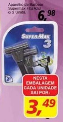 Aparelho de Barbear Supermax Fita Azul c/2 unid.