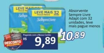 Supermercados Savegnago Absorvente Sempre Livre Adapt com 32 unidades, leve mais pague menos oferta