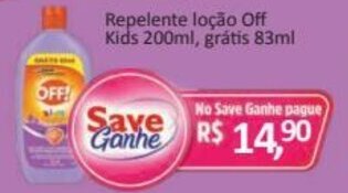 Supermercados Savegnago Repelente locao off kids 200ml, gratis 83ml oferta