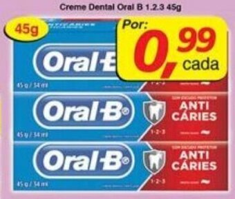 Supermercados Guanabara Creme Dental Oral B 1.2.3 45g oferta