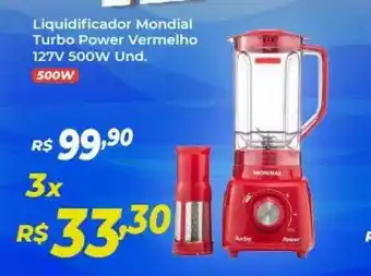 Atakarejo Liquidificador Mondial Turbo Power Vermelho 127v 500w oferta