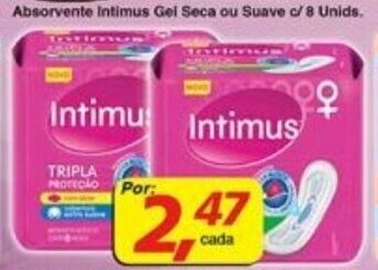 Supermercados Guanabara Absorvente Intimus Gel Seca ou Suave c/ 8 unids. oferta