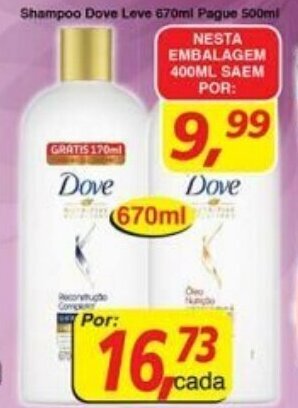 Supermercados Guanabara Shampoo Dove Leve 670ml Pague 400ml oferta