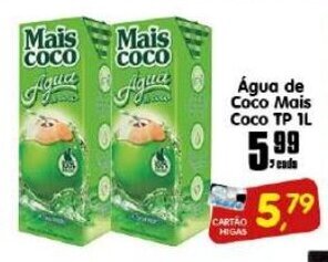 Higa's Supermercado Agua de Coco Mais Coco Tp 1L oferta