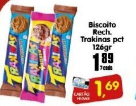 Higa's Supermercado Biscoito Rech. Trakinas pct 126g oferta