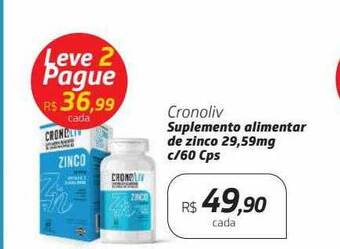 Drogal Cronoliv Suplemento Alimentar De Zinco 29.59mg C 60 Cps oferta