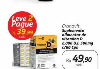 Drogal Cronovit Suplemento Alimentar De Vitamina D 2.000 U.i. 500mg C 60 Cps oferta