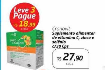 Drogal Cronovit Suplemento Alimentar De Vitamina C Zinco E Selênio C 30 Cps oferta