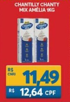 Atacadão Centro Sul Chantilly Chanty Mix Amelia 1kg oferta