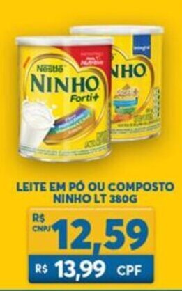 Leite em po ou Composto Ninho Lt 380g