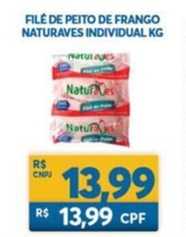 Atacadão Centro Sul File de Peito de Frango Naturaves Individual 1kg oferta