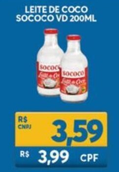 Atacadão Centro Sul Leite De Coco Sococo Vd 200ml oferta
