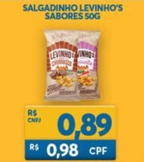 Atacadão Centro Sul Salgadinho Levinhos Sabores 50g oferta