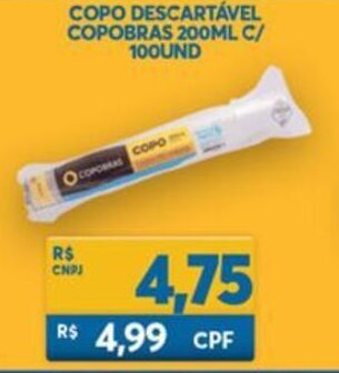 Copo Descartavel Copobras 200ml c/100 unid.