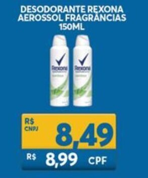 Atacadão Centro Sul Desodorante Rexona Aerossol Frag. 150ml oferta