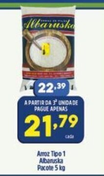 Arena Atacado Arroz Tipo 1 Albaruska pacote 5kg oferta