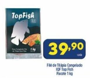 Arena Atacado File de Tilapia Congelado IQF Top Fish pacote 1kg oferta