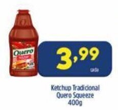 Arena Atacado Ketchup Tradicional Quero Squeeze 400g oferta