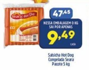 Arena Atacado Salsicha hot dog Congelada Seara pacote 1kg oferta