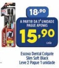 Arena Atacado Escova Dental Colgate Slim Soft Black leve 2 pague 1 unidade oferta