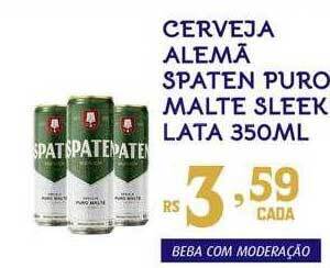 Bahamas Supermercados Cerveja Alemã Spaten Puro Malte Sleek Lata oferta