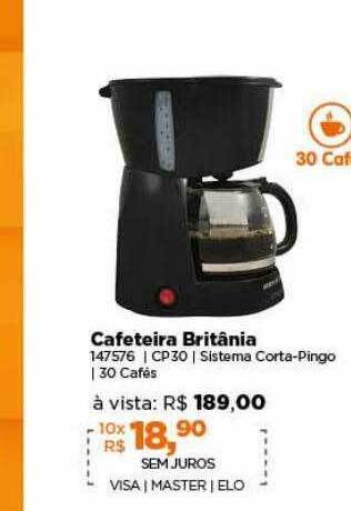 Lojas TaQi Cafeteira Britânia oferta