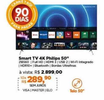Lojas TaQi Smart Tv 4k Philips 50 oferta