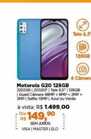 Lojas TaQi Motorola G20 128gb oferta