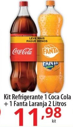 Akki Atacadista Kit Refrigerante 1 Coca-Cola + 1 Fanta Laranja 2L oferta
