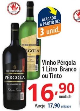 Akki Atacadista Vinho Pergola 1L Branco ou Tinto oferta
