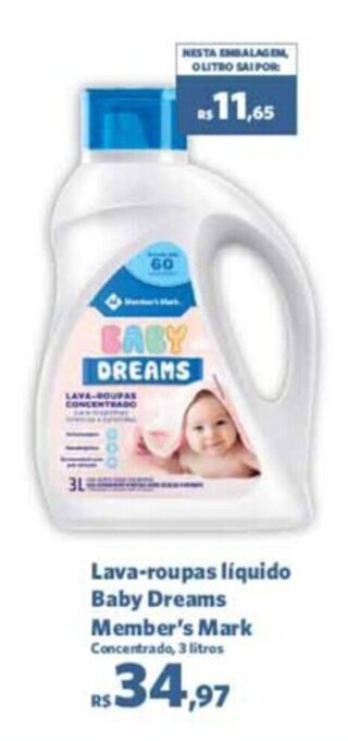 Sam's Club Lava-roupas liquido Baby Dreams Member's Mark oferta