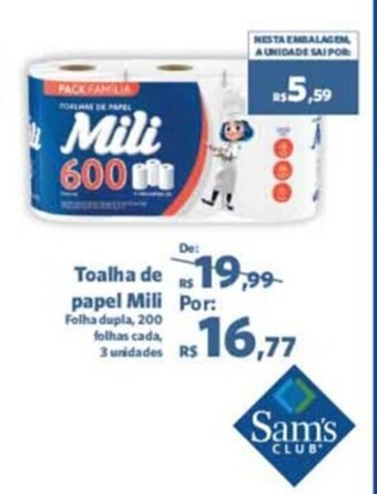 Sam's Club Toalha de Papel Mili oferta