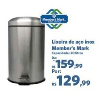 Sam's Club Lixeira de aco inox Member's Mark oferta