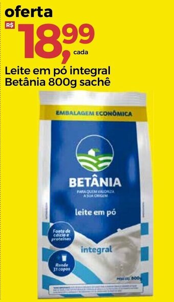 Frangolândia Leite em po Integral Betania Sache 800g oferta