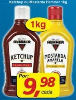 Supermercados Guanabara Ketchup ou Mostarda Hemmer 1kg oferta